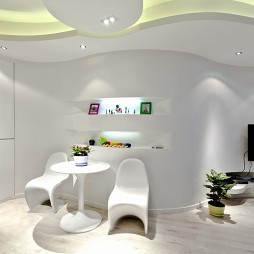 2017现代风格二居室室内休闲区桌椅置物柜装修效果图片