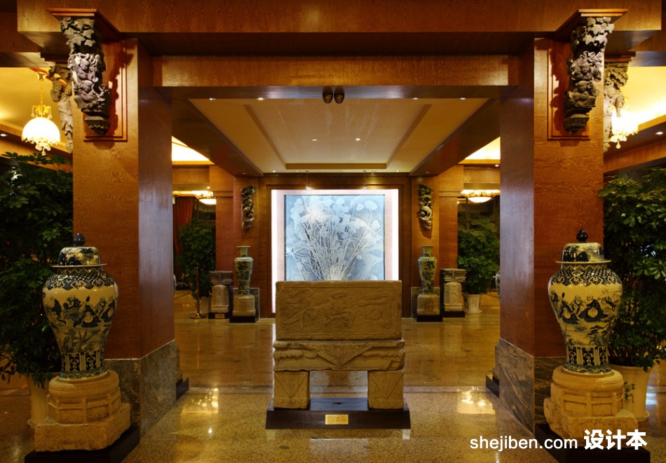 新中式度假酒店大厅设计