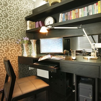 2017现代风格三室一厅高中生书房书柜书桌装修效果图