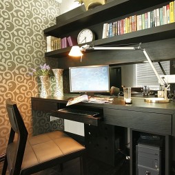 2017现代风格三室一厅高中生书房书柜书桌装修效果图
