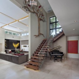 2017现代风格二居室装饰实木楼梯板装修效果图