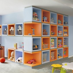 2017现代风格室内儿童房收纳柜装修效果图片