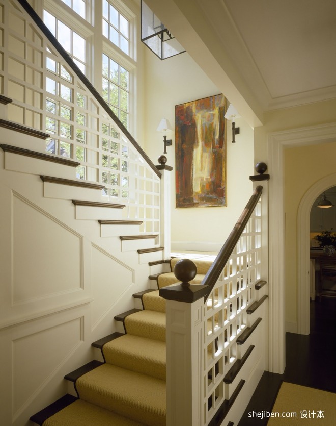 2017欧式风格二居室家庭整体实木楼梯间装修效果图