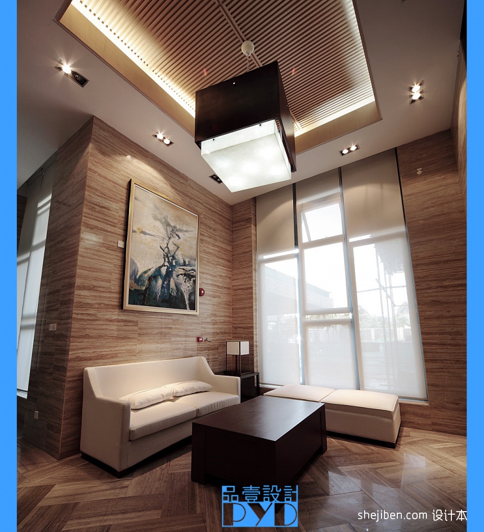 2013东南亚风格样板间室内休闲区背景墙落地窗吊顶木地板装修效果图片