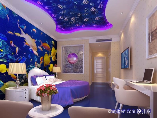 海底世界海边酒店卧室设计图片欣赏