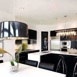 简洁现代家居设计开放式厨房餐厅装修效果图