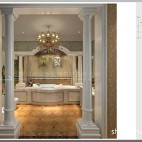 2013美式风格别墅高档时尚豪华主卫生间浴缸地砖装修效果图片