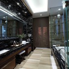 东南亚风格别墅干湿隔离时尚新潮主卫生间洗手盆镜子装修效果图片