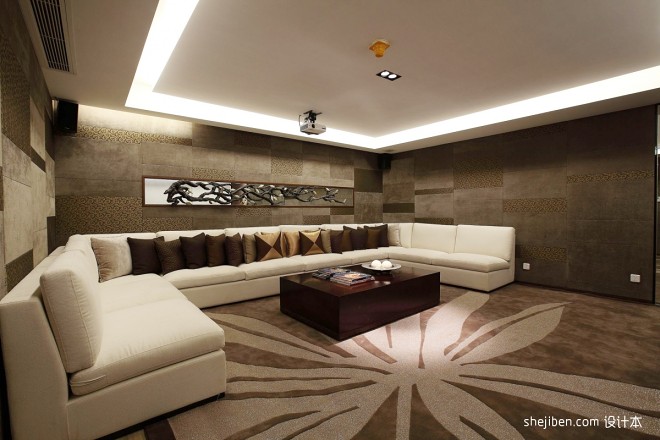 东南亚风格视听室地毯设计效果图