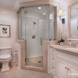 欧式风格别墅主卫生间淋浴房装修效果图片