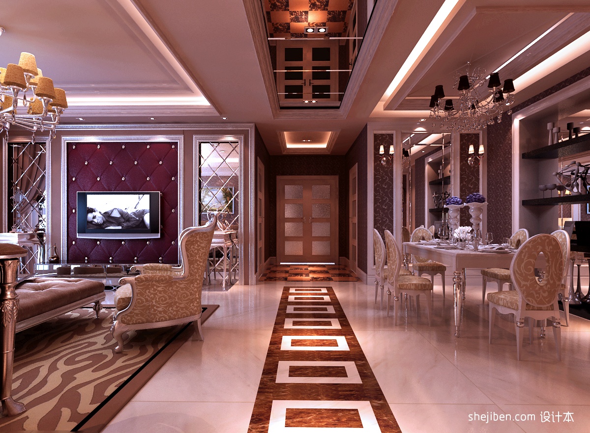 欧式客厅餐厅|空间|家装设计|八个八 - 原创作品 - 站酷 (ZCOOL)