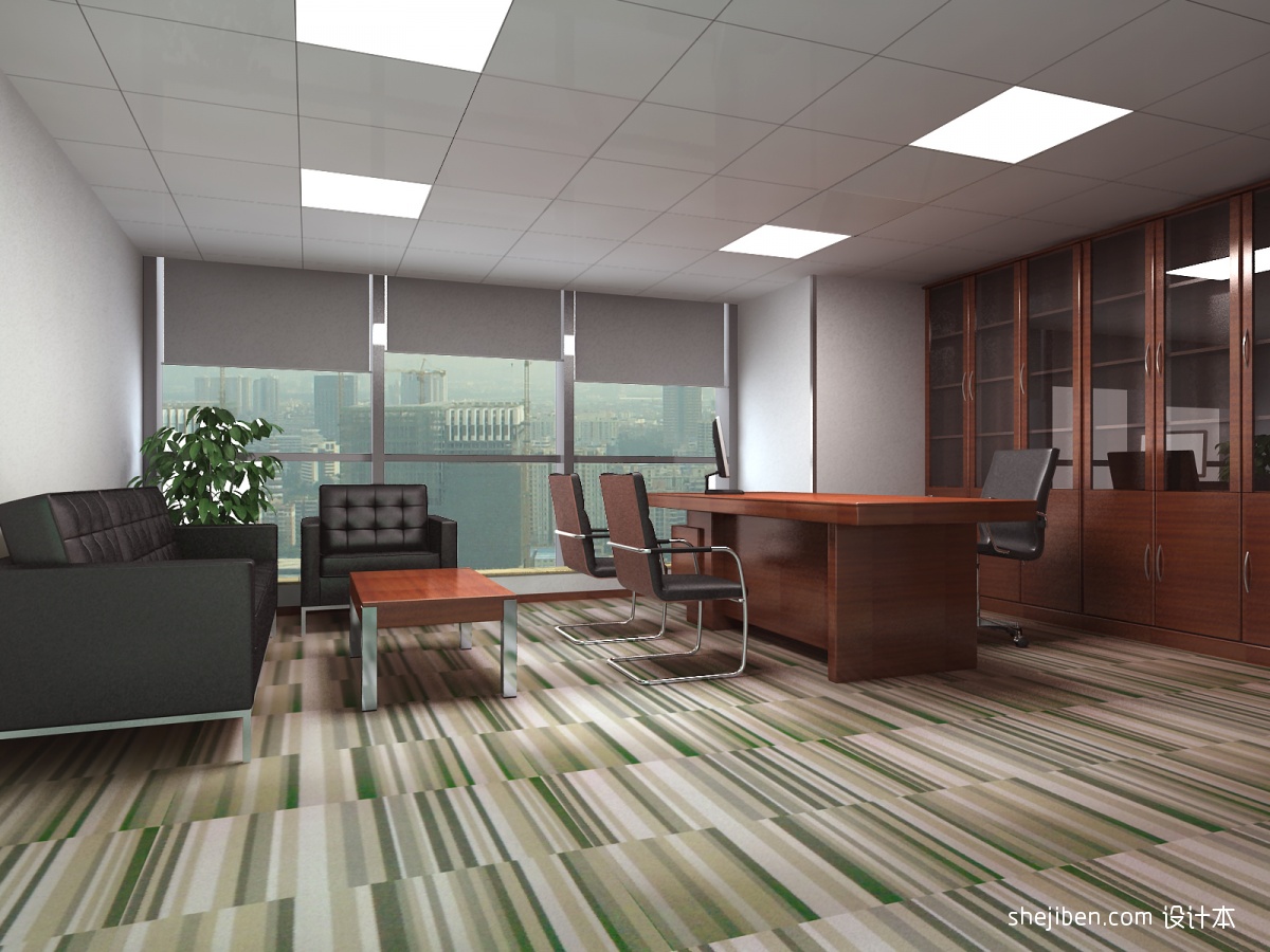 小办公室红木办公家具 – 设计本装修效果图