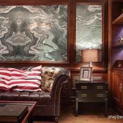 美式风格客厅沙发背景墙效果图