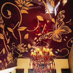 新古典客厅花纹吊顶效果图