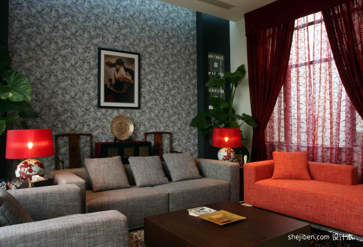 现代风格 客厅沙发窗帘效果图
