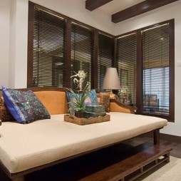 2017东南亚风格四居室室内休闲区实木吊顶装修效果图片