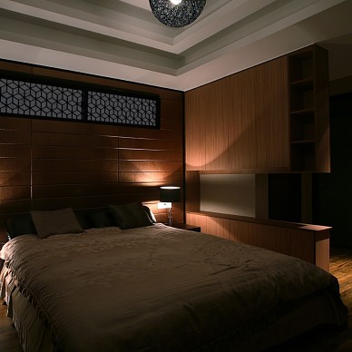 2017现代风格别墅豪华次卧室床头背景墙装修效果图