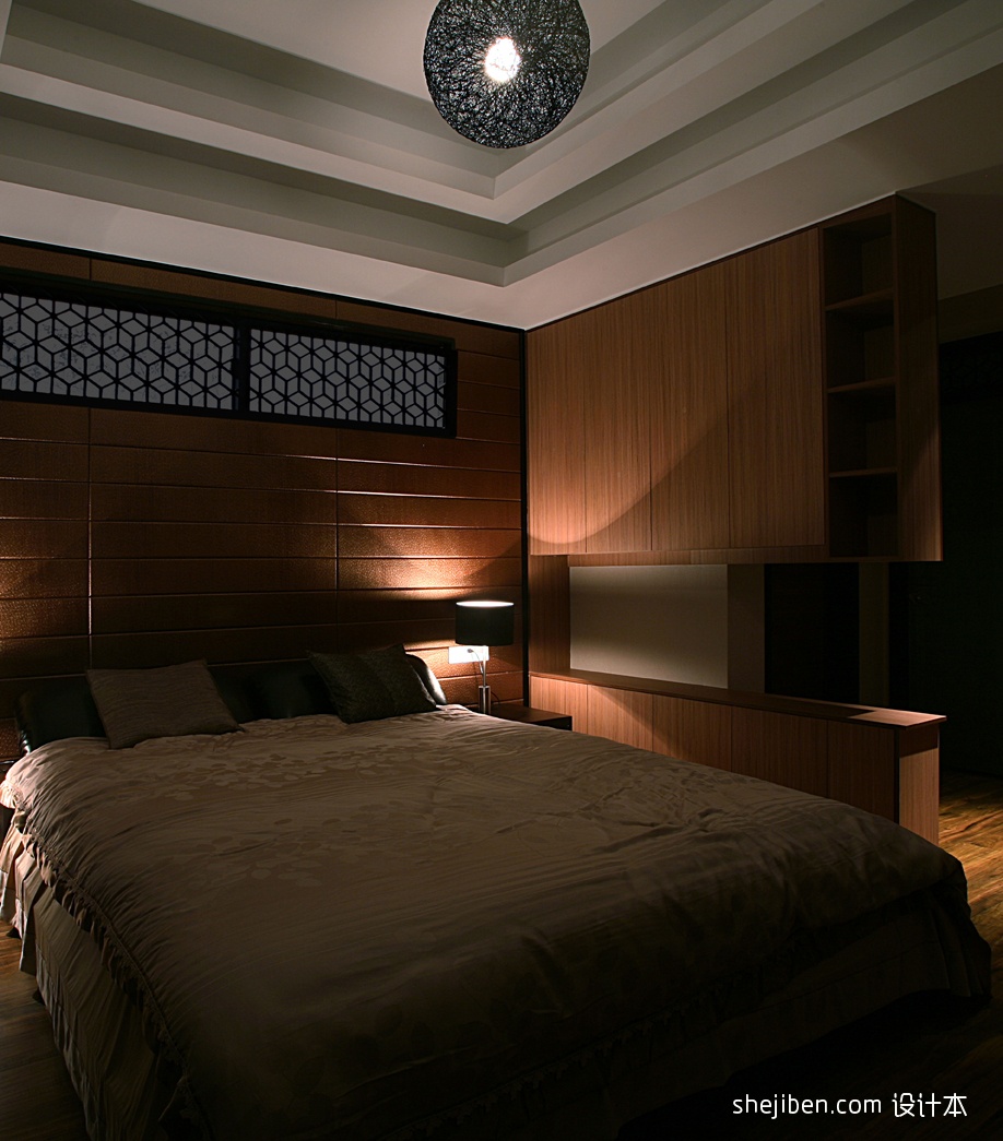 2017现代风格别墅豪华次卧室床头背景墙装修效果图