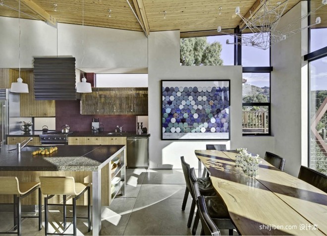 现代风格别墅厨房餐厅装修效果图