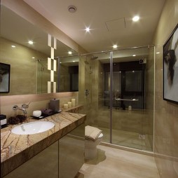 2013中式风格样板房长方形主卫生间淋浴房装饰画装修效果图