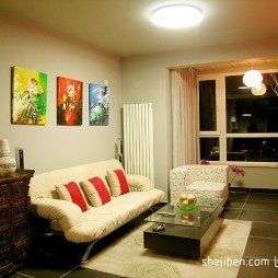 小平米客厅沙发挂画背景墙装修效果图