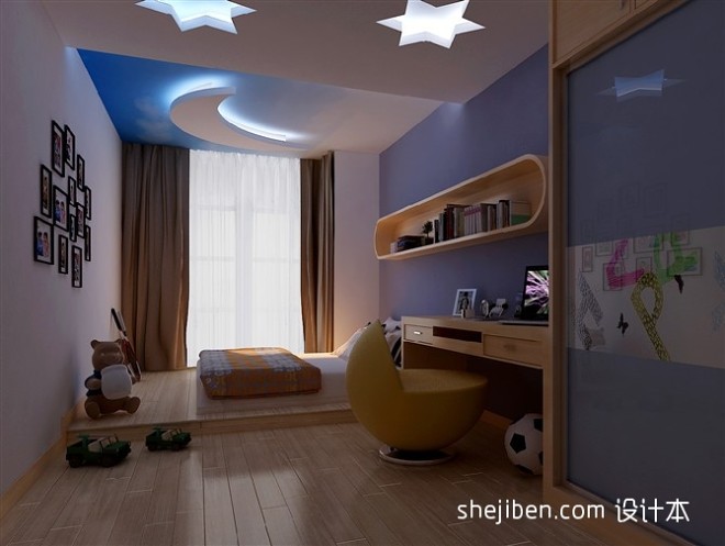 现代童真可爱儿童房间效果图