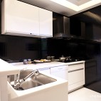 2013现代风格L型开放式5平米小型家居黑白壁柜厨房吊顶装修效果图