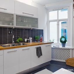 2017现代风格长条开放式6平米家庭白色橱柜厨房厨具装修效果图