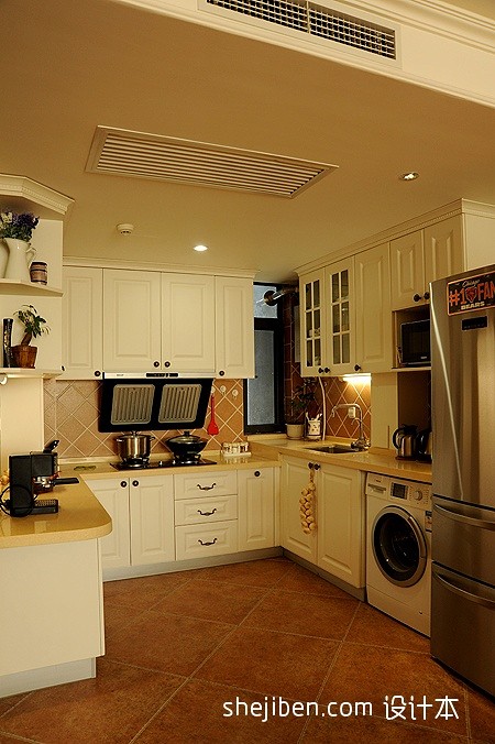2013地中海整体U型5平米家庭白色橱柜厨房厨具装修效果图