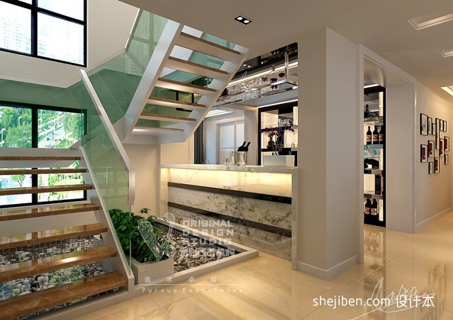 现代风格组合楼梯效果图