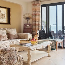 地中海风格暖色调客厅设计效果图