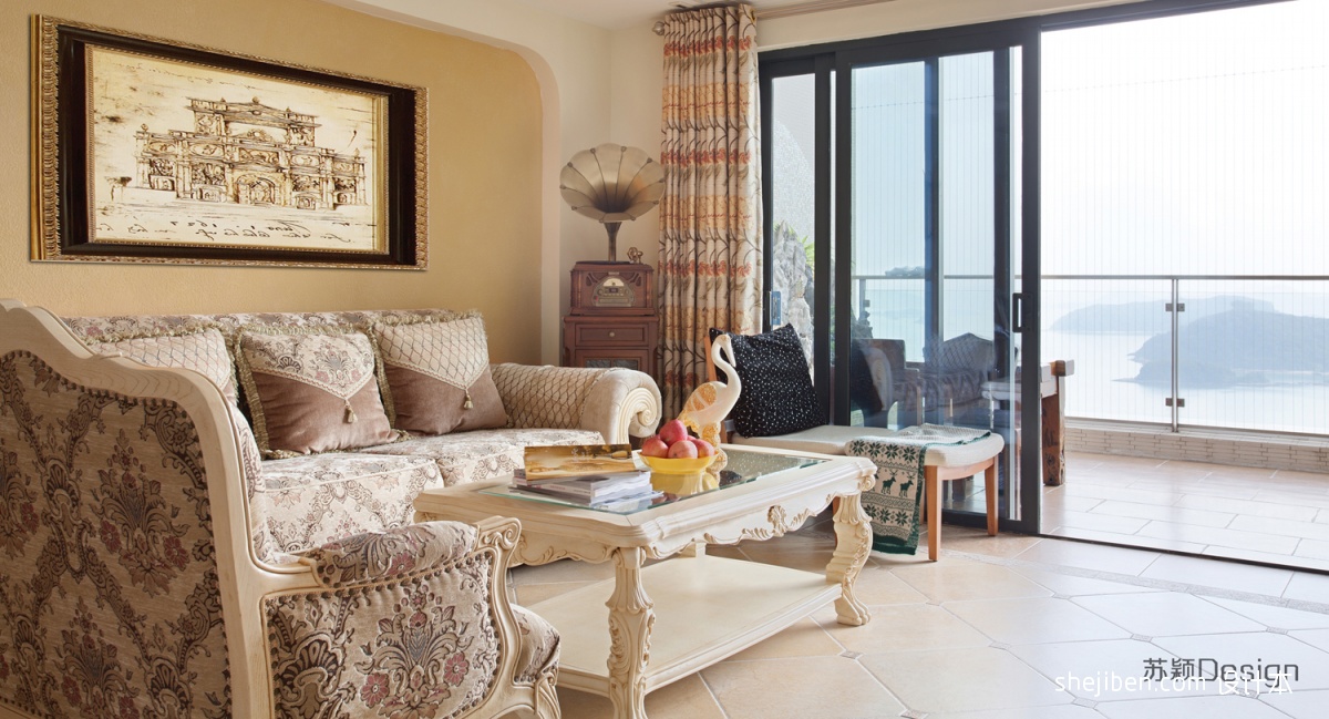地中海风格暖色调客厅设计效果图