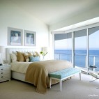现代风格小清新家居卧室床落地窗装修效果图