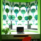 2017现代风格三室一厅最新经典女孩儿童房带书桌窗户窗帘装修效果图片