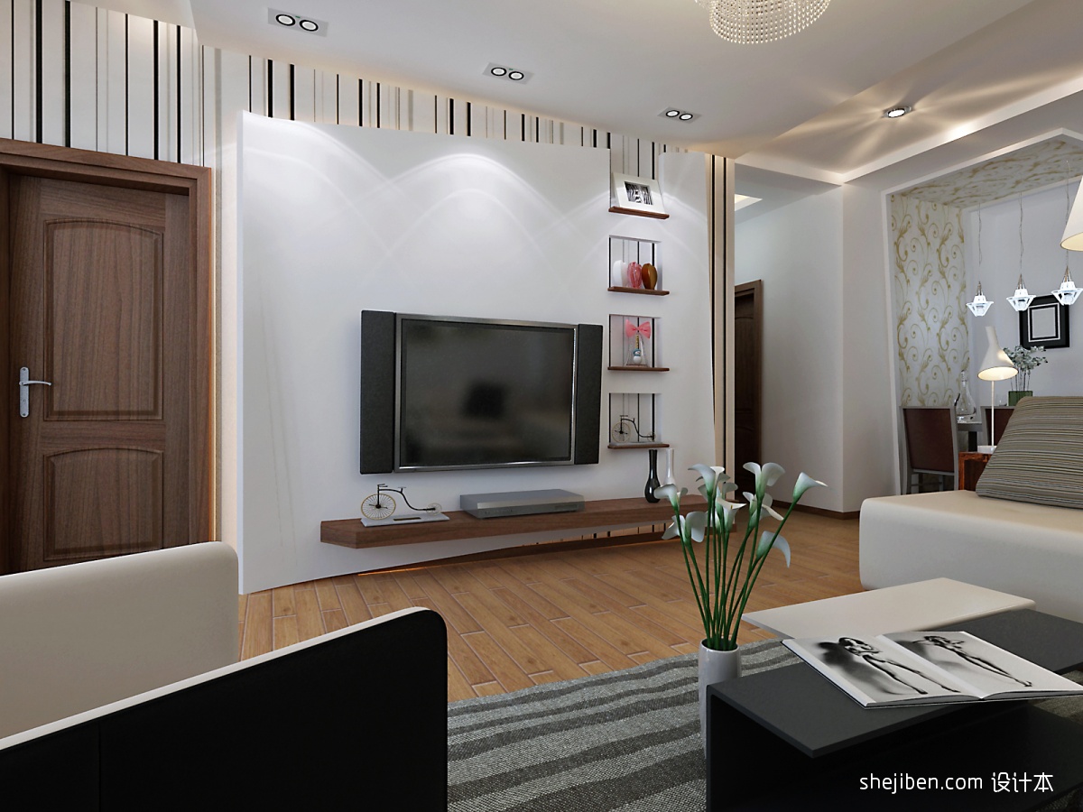 现代简约客厅电视墙装修设计 – 设计本装修效果图