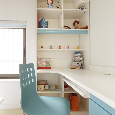 现代简约风格三室一厅90后小孩书房书柜装修效果图
