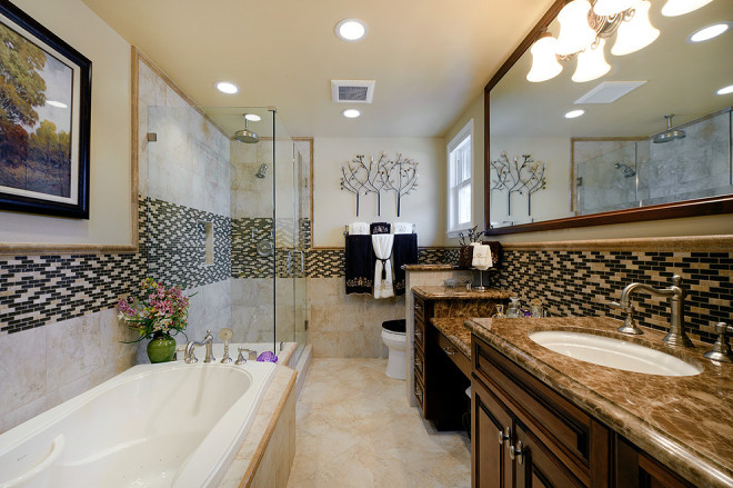 现代风格2室1厅15平米干湿分离卫生间黑白色瓷砖装修效果图