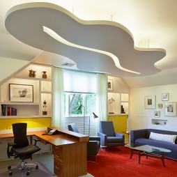 2017现代风格三室一厅时尚书房个性吊顶装修效果图