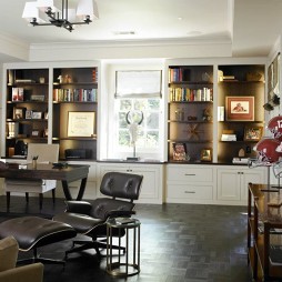 2017现代风格三室一厅时尚家居书房书柜装修效果图