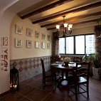 美式乡村太阳城餐厅木质吊顶照片背景墙装修效果图