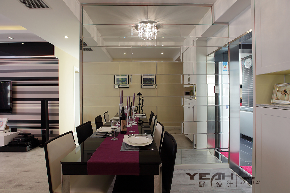 欧式家装餐厅镜面背景墙设计 – 设计本装修效果图