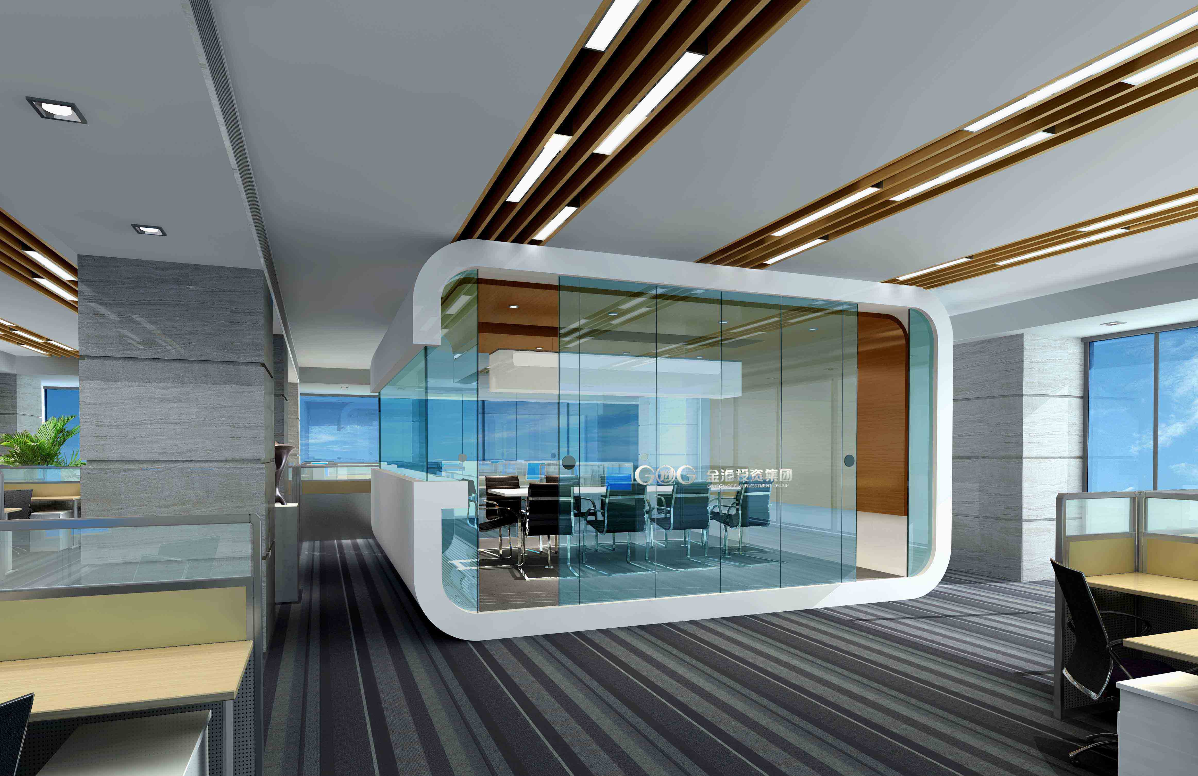 办公大堂及会议室设计效果图|空间|家装设计|中加睿吉设计曹欹 - 原创作品 - 站酷 (ZCOOL)