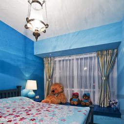 圣托里尼的阳光地中海卧室窗帘装修效果图