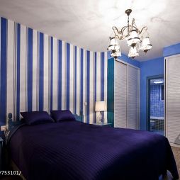 圣托里尼的阳光地中海卧室背景墙装修效果图