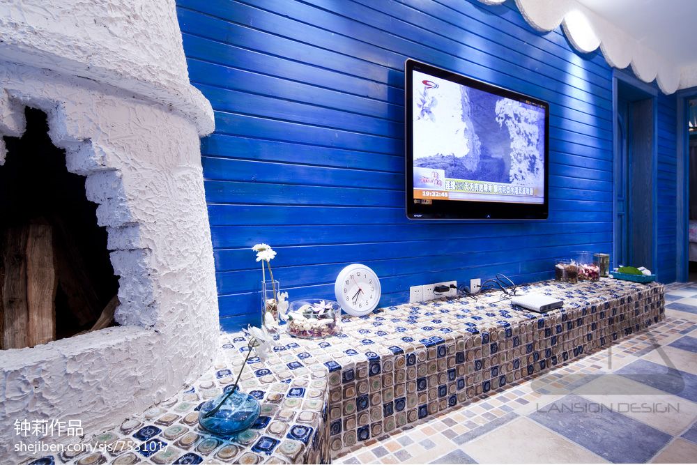地中海风格客厅电视墙效果图片