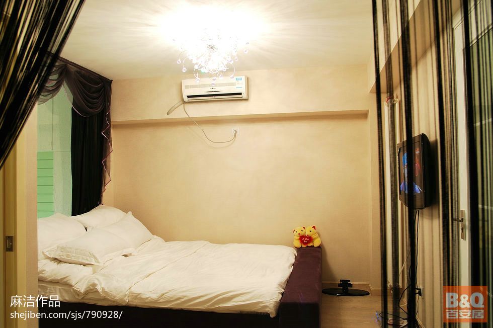 北京朝阳区苹果社区loft装修设计现代卧室壁纸装修效果图