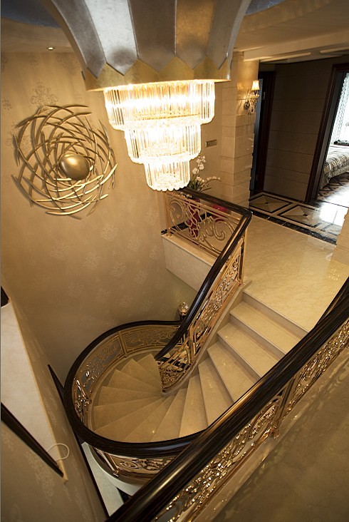 乐清天豪公寓现代奢华别墅旋转楼梯装修效果图