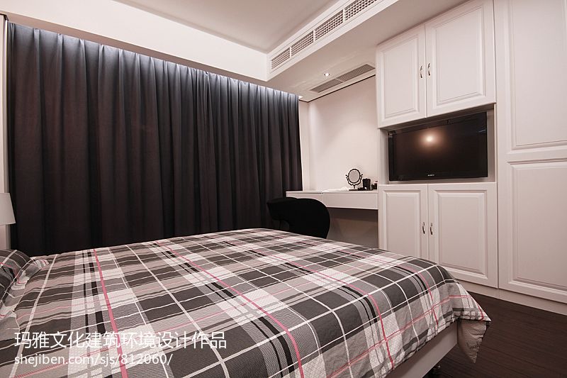 温州正茂小区住宅设计现代卧室窗帘装修效果图