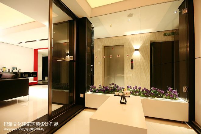 温州名豪园住宅设计现代电梯间休闲区装修效果图