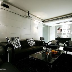 120平米家居客厅黑白设计沙发背景墙效果图
